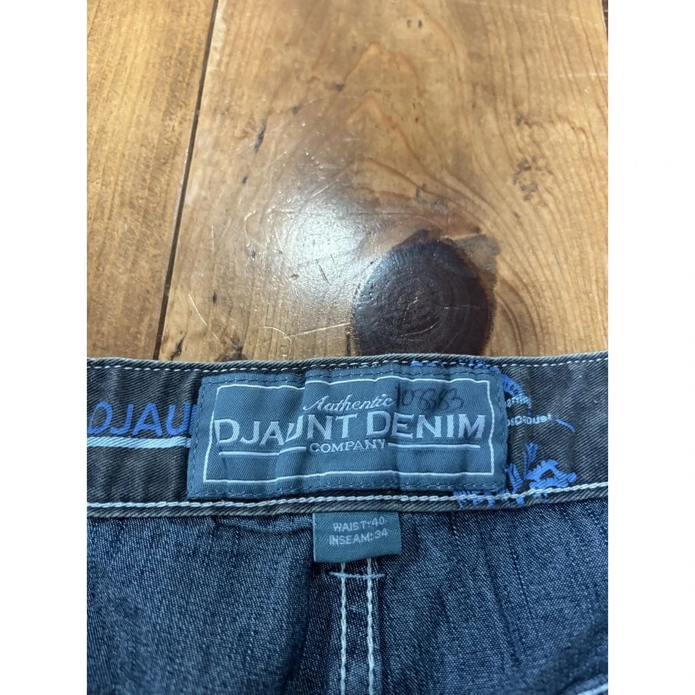DJAUNT DENIM COMPANY Men's Dark Wash Jean Shorts Size 40 Raw Hem Cargo Style